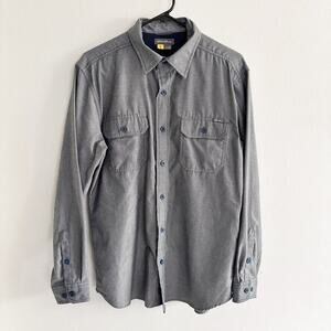 Eddie Bauer Men's Medium Favorite Cabin Flannel Shirt Gray/Navy Button Down